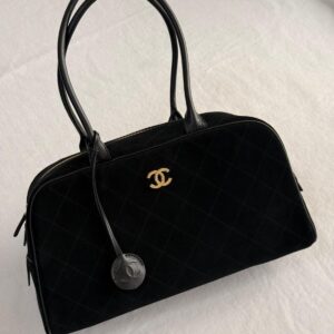 Chanel Black Suede Calfskin Large Perfect Bowling Bag | Dubai Luxury Items