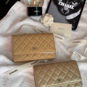 Chanel Classic Wallet On Chain Gold Caviar Leather - Dubai Luxury Items