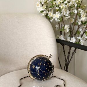 Chanel Dark Blue & Gold Resin Diamante Celestial Globe Minaudiere Evening Bag - Dubai Luxury Items