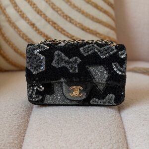 Chanel Grey Black Multicolor Suede Crystal Mini Rectangular Flap Bag - Dubai Luxury Items