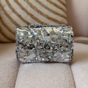 Chanel Metallic Silver Sequins Classic Mini Flap Bag - Dubai Luxury Items