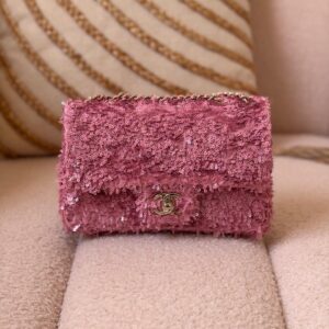Chanel Pink Sequin Mini Rectangular Flap Bag - Dubai Luxury Items
