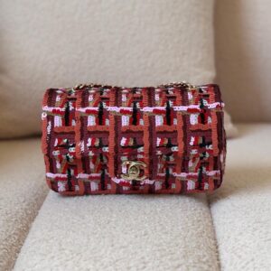 Chanel Red And Multicolor Sequin Tweed Classic Flap Bag - Dubai Luxury Items