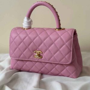 Chanel Small Pink Caviar Quilted Flap Coco Top Handle Bag - Dubai Luxury Items