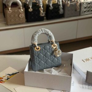 Dior Lady Dior Mini Cloud Gray Lambskin Bag | Dubai Luxury Items