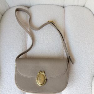 Dior Medium Beige Medaillon Flap Bag Grained Calfskin