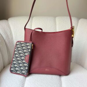 Dior Medium Médaillon Bucket Bag Red Grained Calfskin