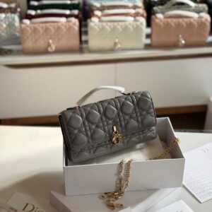 Dior My Dior Grey Cannage Lambskin Mini Bag - Dubai Luxury Items