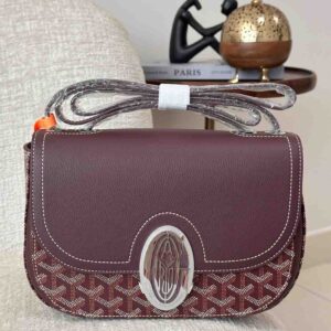 Goyard 233 Burgundy Goyardine Chevron Canvas Shoulder Bag - Dubai Luxury Items