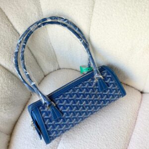 Goyard Goyardine Canvas Bonbonniere Bag Baguette Shape Blue