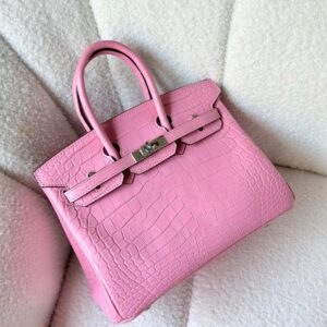 Hermes Birkin 25 Bubblegum Pink Matte Crocodile Embossed Leather