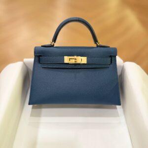 Hermes Mini Kelly 20 Deep Blue Epsom Leather GHW - Dubai Luxury Items