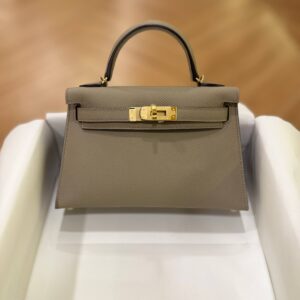 Hermes Mini Kelly 20 Etoupe Epsom Leather GHW - Dubai Luxury Items