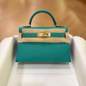 Hermes Mini Kelly 20 Vert Jade Epsom Leather GHW - Dubai Luxury Items