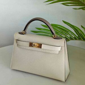 Hermes Mini Kelly Sellier 20 Craie & Nata Epsom Leather Bag - Dubai Luxury Items