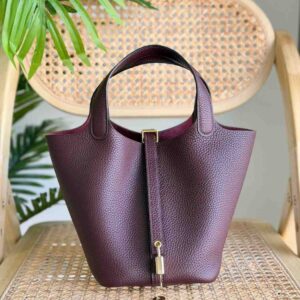 Hermes Picotin Lock 22 Bordeaux Taurillon Clemence Swift Leather Top Handles Bags - Dubai Luxury Items