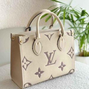Louis Vuitton Onthego PM Creme Bois De Rose Giant Empreinte Monogram Canvas Tote Bag - Dubai Luxury Items